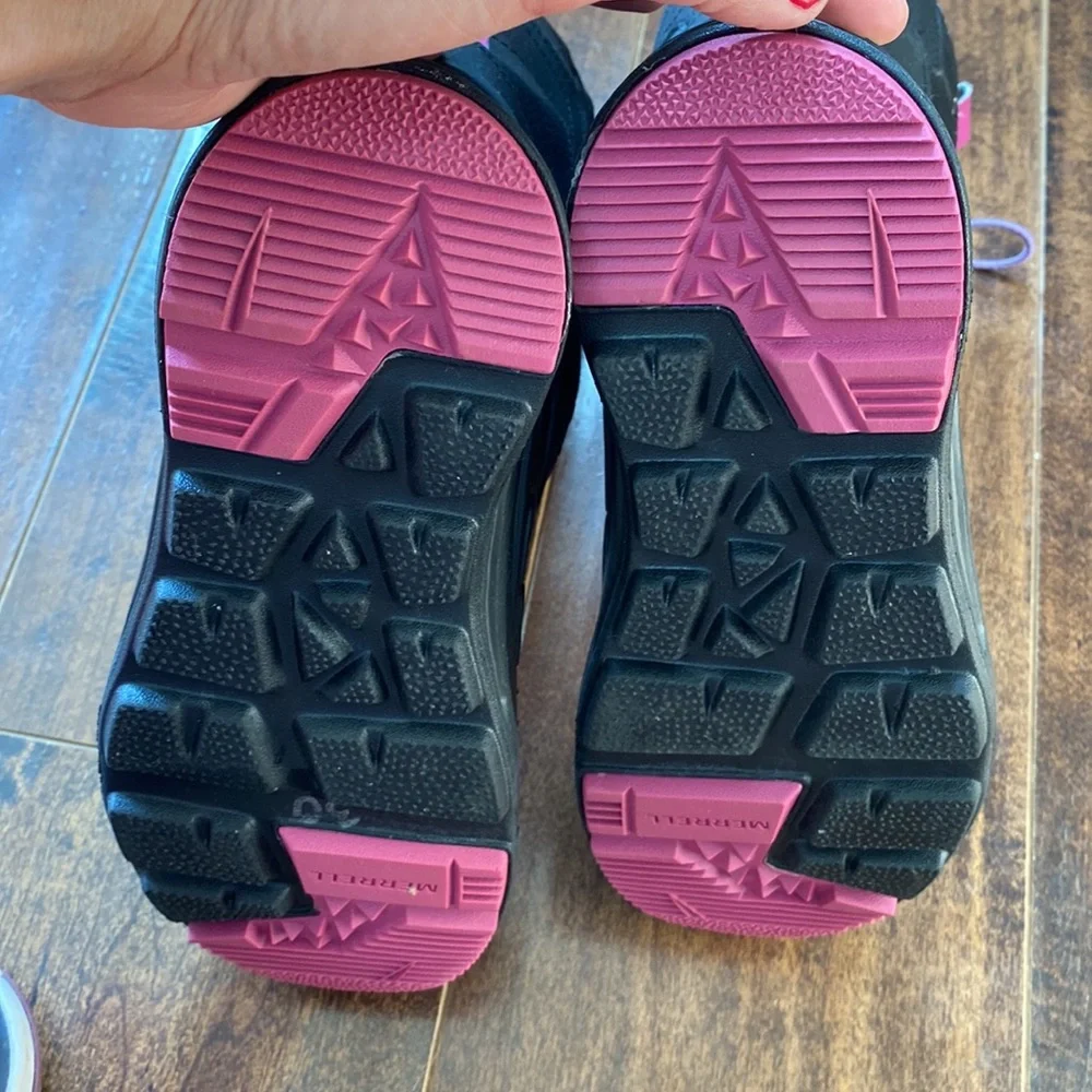 Merrell Black and Pink Kids Rain & Snow Boots - Picture 3 of 10